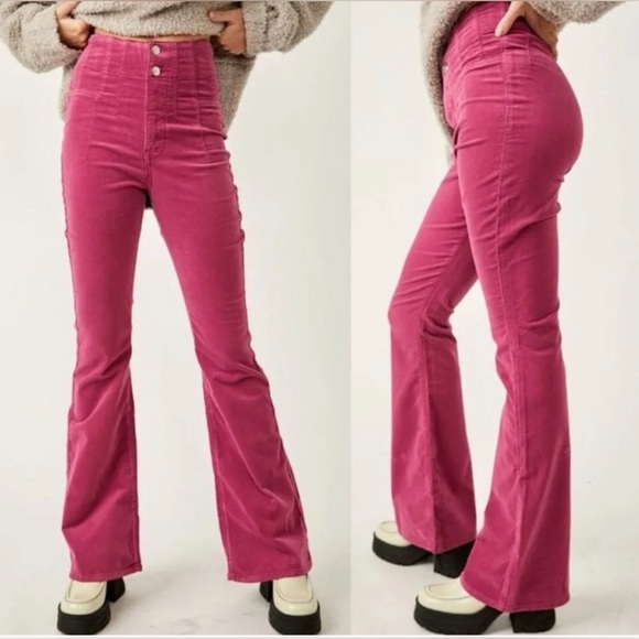 Free People Denim - Free People Jayde Flare Forduroy Pants in pink - Womens 26